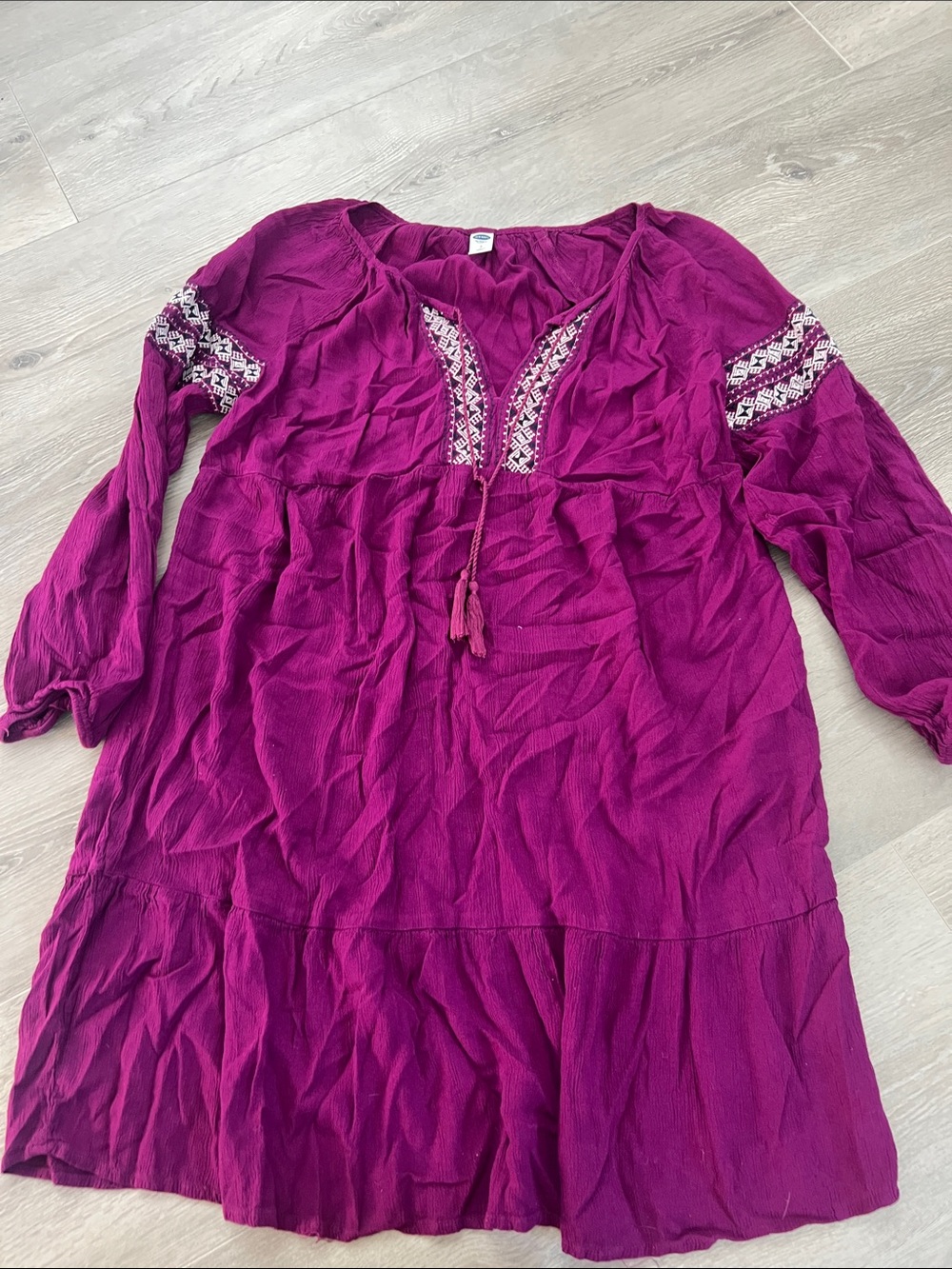 Never worn Boho Embroidered Peasant Dress - Magenta